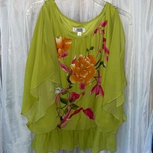 Dress Barn butterfly sleeve with peep shoulder.